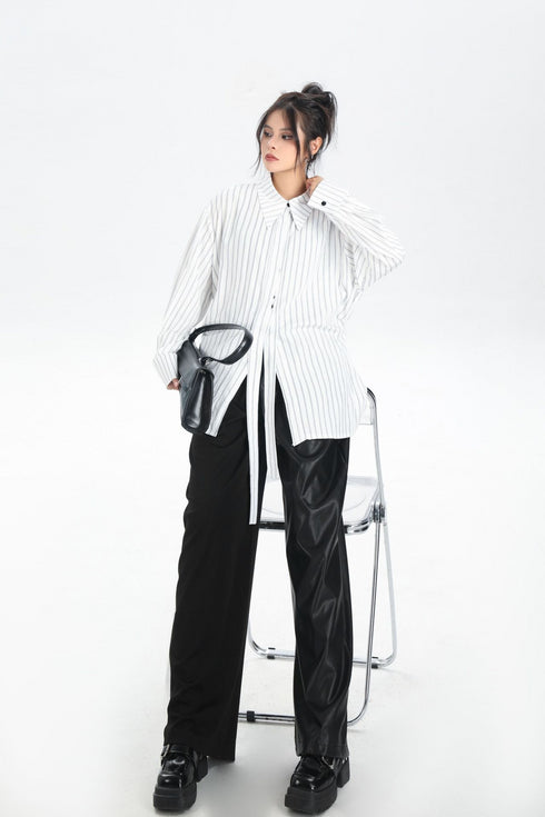 Contrast Texture Wide Pants